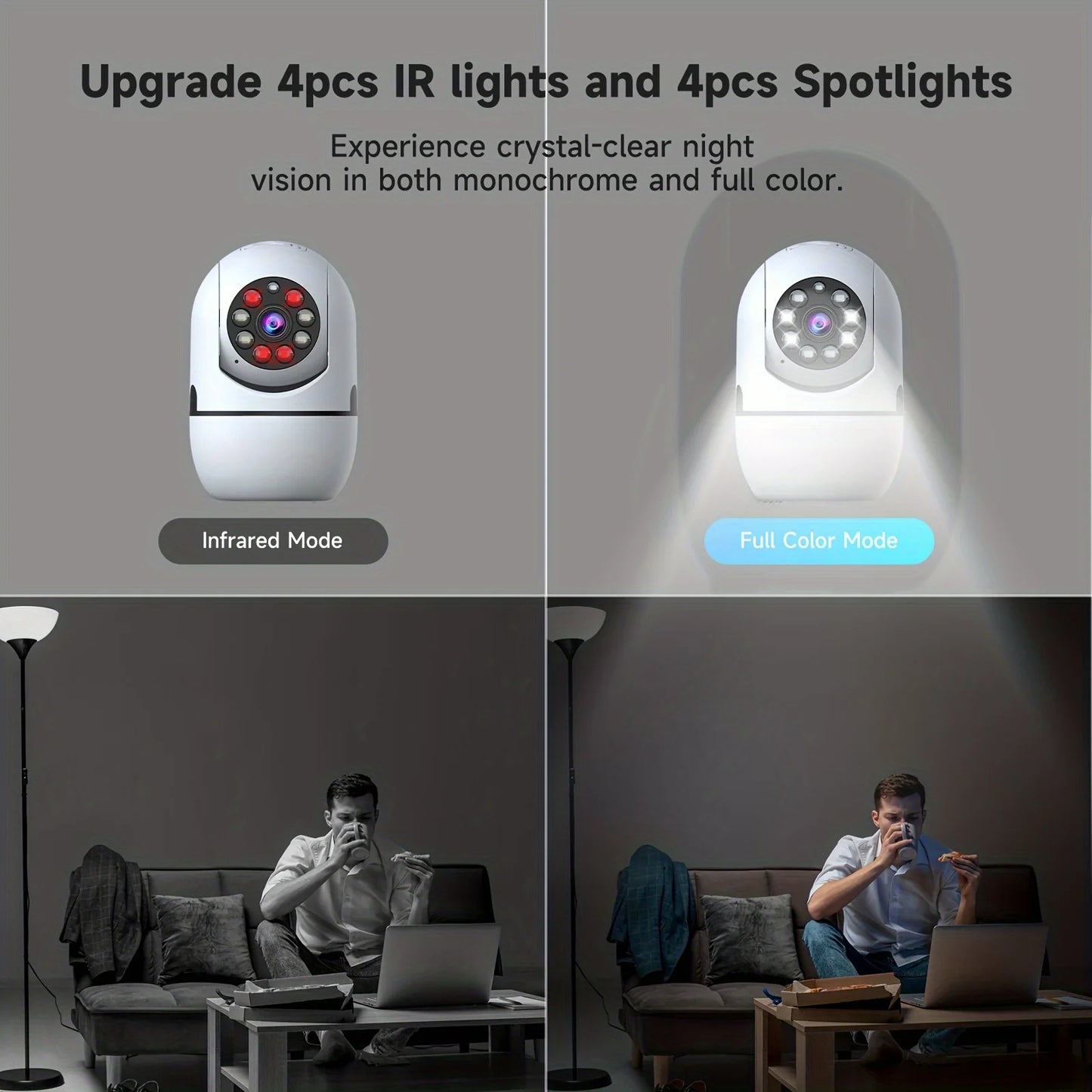 WiFi Security Camera 1080P HD Surveillance Camera Night Vision Motion Detection Siren WiFi Remote Two-Way Audio Camera