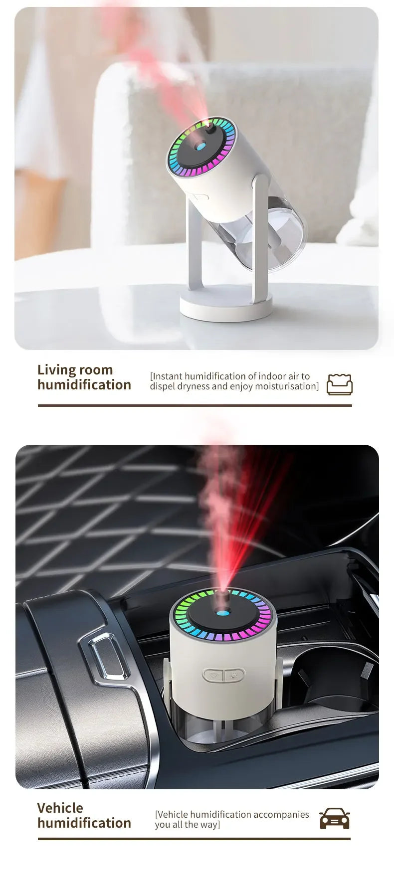 Desktop Air Car Humidifier Projection Starry Sky Top Shaking Head Humidifier Creative Hydration USB Spray Shaking Head Machine