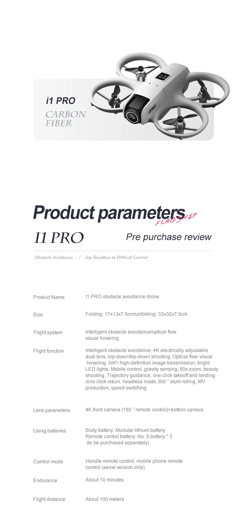 NEW i1PRO Mini Drone 8K HD Dual Camera Aerial Intellig Obstacle Avoidance Optical Flow Hover Avoidance Four-Axis RC Drone 10000M