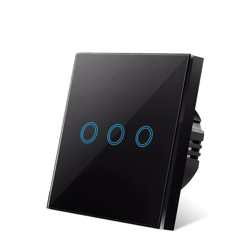 EU Touch Switch AC100-240V Led backlight Panel Tempered Crystal Glass wall Light sensory Switches 1/2/3 Gang Interruttore