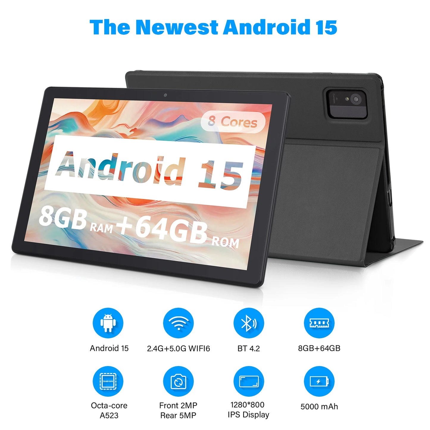 ANRY 2025 10.1 Inch 5G Wifi A523 Tablet Android 15 8GB(4+4Expand) RAM+64GB ROM IPS Display 5000Mah Dual Camera Octa-core Tablets