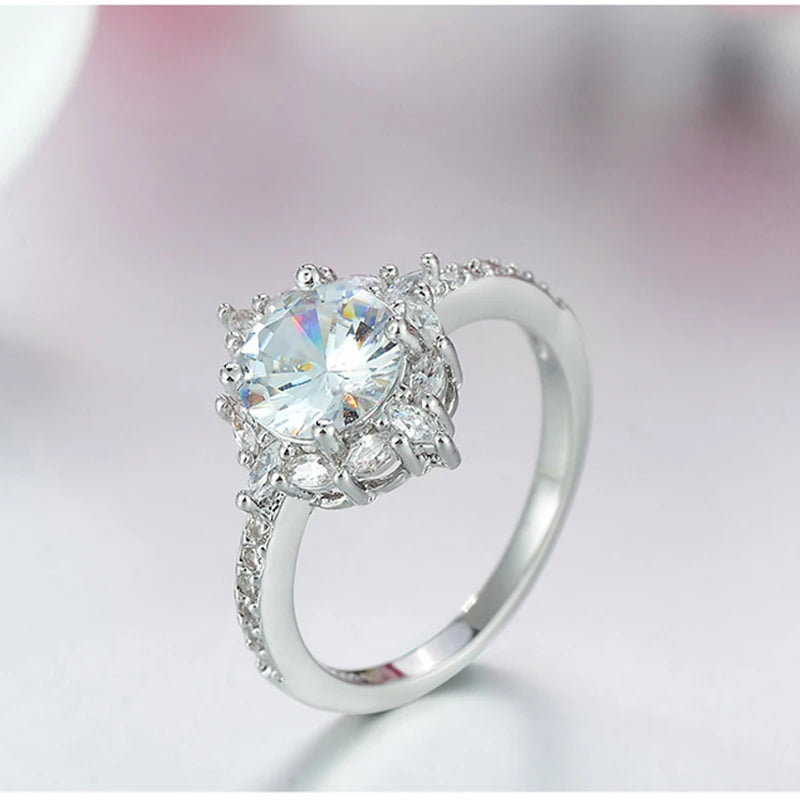 Fashion Women Ring Elegant Crystal Rhinestones Rings For Women CZ Engagement Ring Bride Wedding Party Jewelry Accessories Gifts