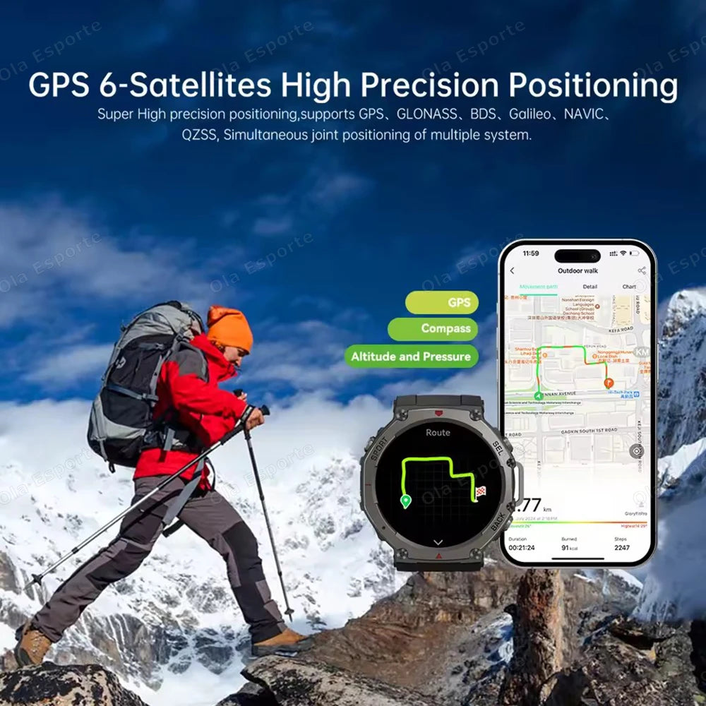 T-Rex 3 GPS Smart Watch 10ATM Waterproof Built-in Dual-band GNSS Compass Military Sport Smartwatch Men 2025 New For Xiaomi Ultra