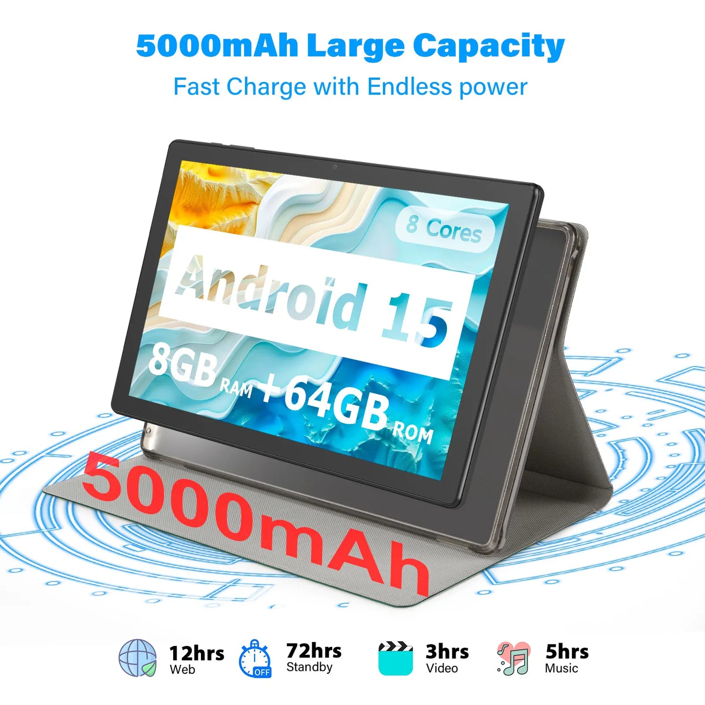 ANRY 2025 10.1 Inch 5G Wifi A523 Tablet Android 15 8GB(4+4Expand) RAM+64GB ROM IPS Display 5000Mah Dual Camera Octa-core Tablets