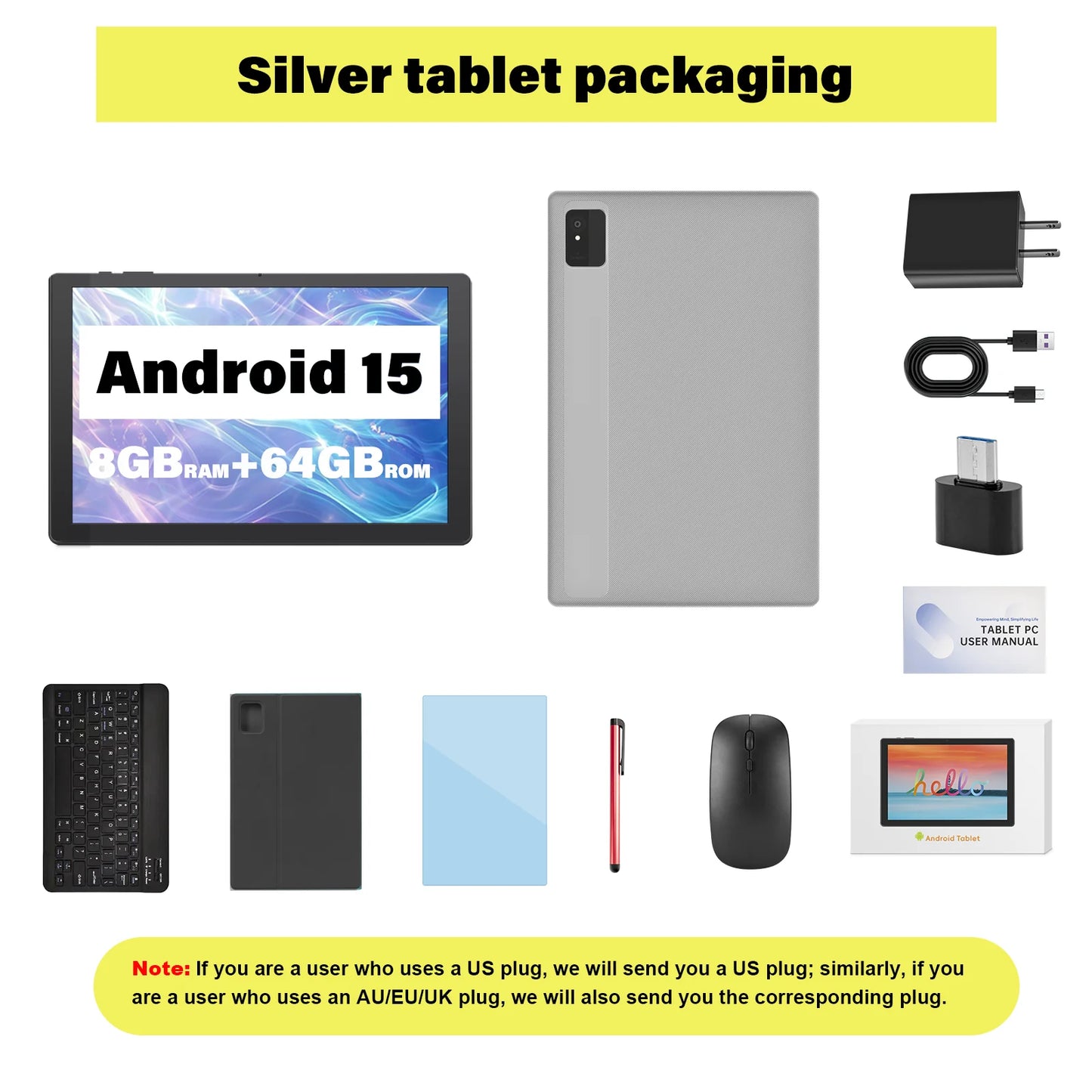 ANRY 2025 10.1 Inch 5G Wifi A523 Tablet Android 15 8GB(4+4Expand) RAM+64GB ROM IPS Display 5000Mah Dual Camera Octa-core Tablets