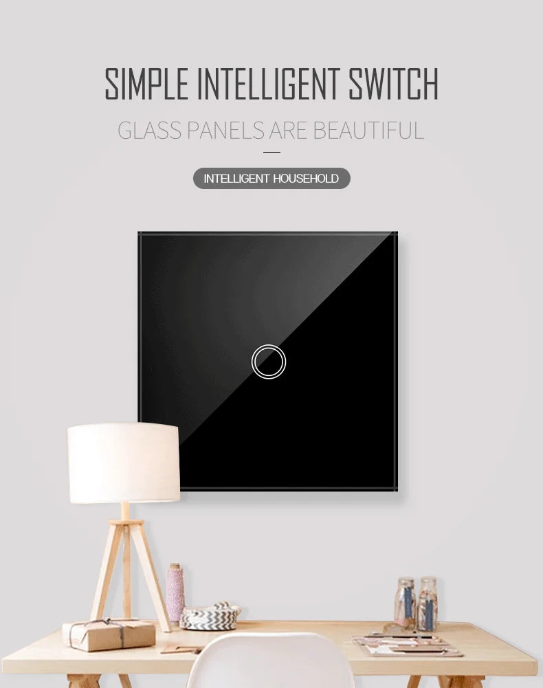 EU Touch Switch AC100-240V Led backlight Panel Tempered Crystal Glass wall Light sensory Switches 1/2/3 Gang Interruttore