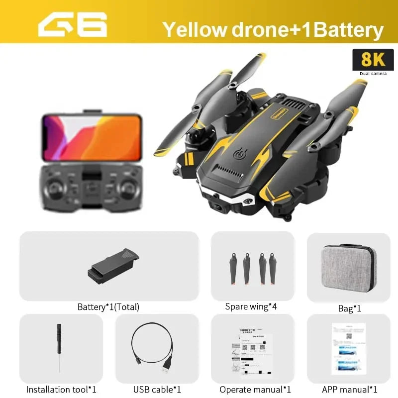 KBDFA G6 Drone Professional 4K HD Camera 8K No GPS Obstacle Avoidance RC Helicopter Brushless WIFI FPV Foldable Quadcopter Toys