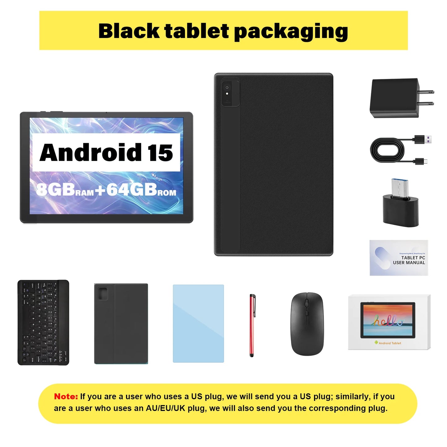 ANRY 2025 10.1 Inch 5G Wifi A523 Tablet Android 15 8GB(4+4Expand) RAM+64GB ROM IPS Display 5000Mah Dual Camera Octa-core Tablets