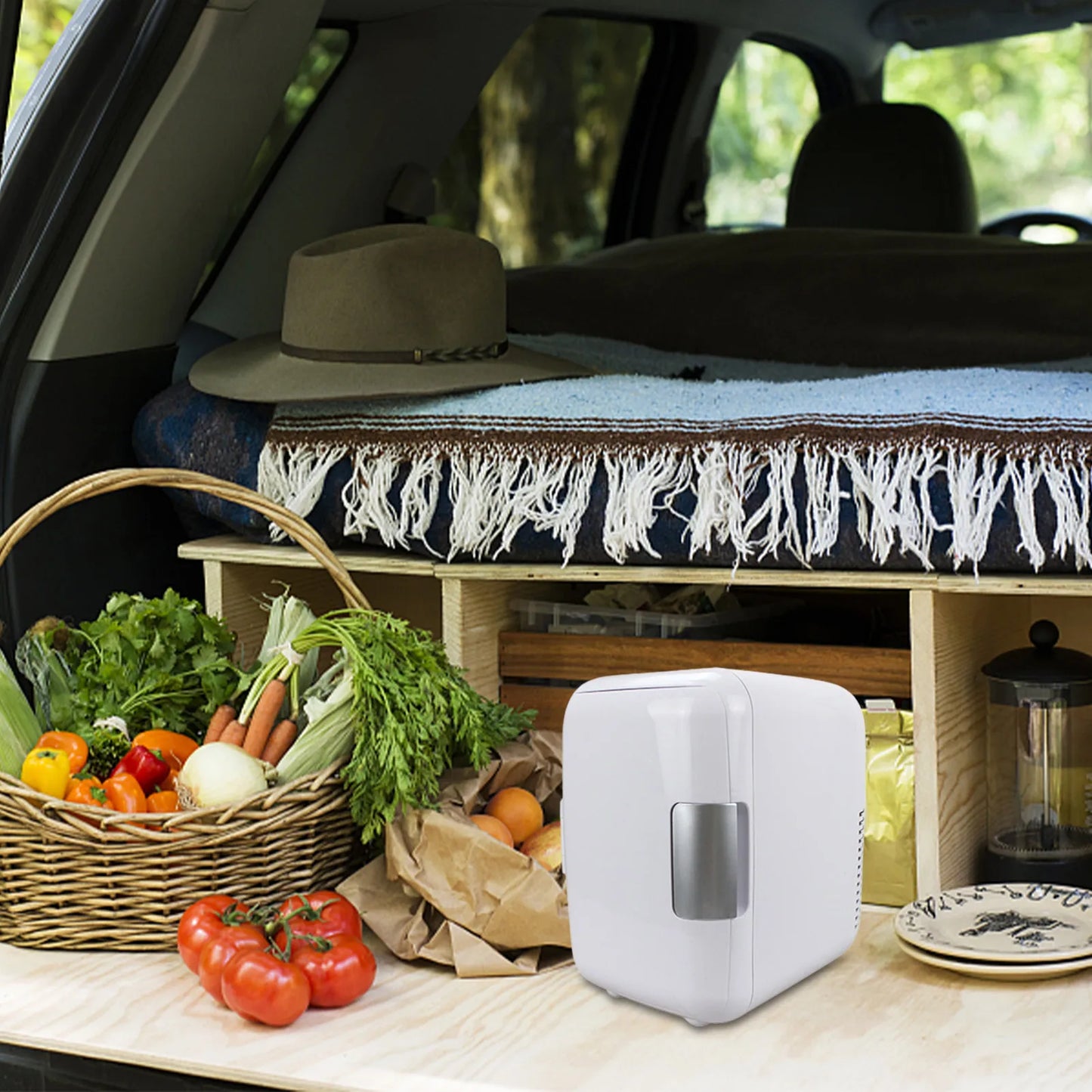 Car Refrigerator 12V Mini Portable Fridge 4L Portable Cooling Warming Freezer Food Drinke Cooling Storage Box Container For Auto