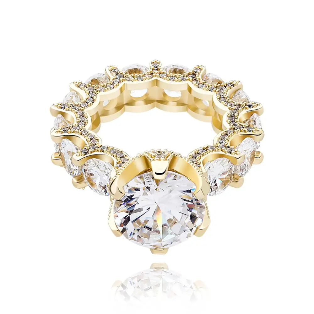 TOPGRILLZ NEW Iced Out Zircon Rings Personalised Fashion Rings For Women Gold Color High Quality AAA+ CZ Jewelry For Gift