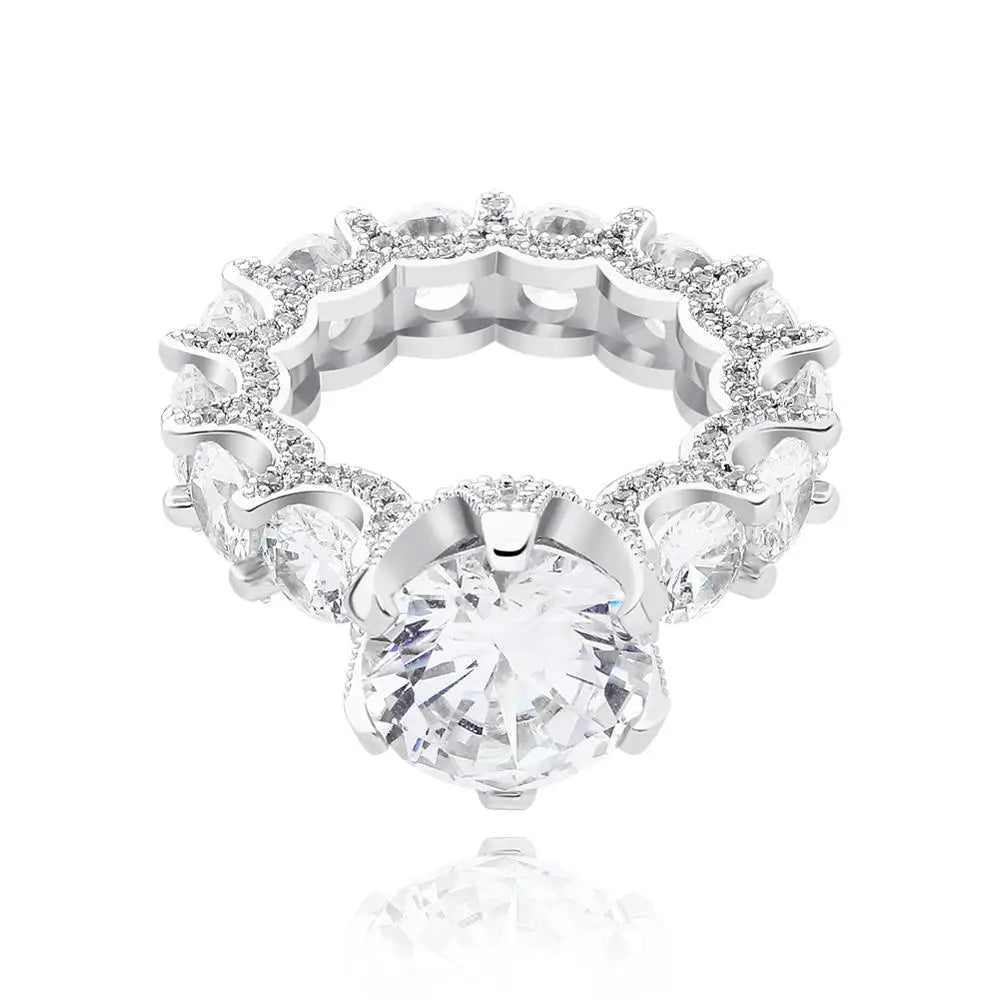 TOPGRILLZ NEW Iced Out Zircon Rings Personalised Fashion Rings For Women Gold Color High Quality AAA+ CZ Jewelry For Gift