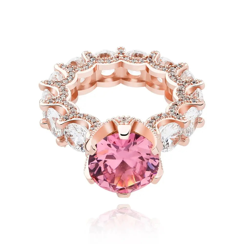 TOPGRILLZ NEW Iced Out Zircon Rings Personalised Fashion Rings For Women Gold Color High Quality AAA+ CZ Jewelry For Gift