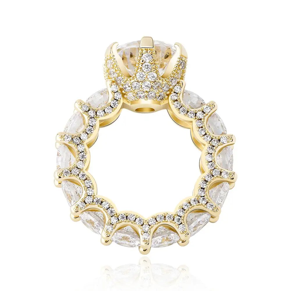 TOPGRILLZ NEW Iced Out Zircon Rings Personalised Fashion Rings For Women Gold Color High Quality AAA+ CZ Jewelry For Gift