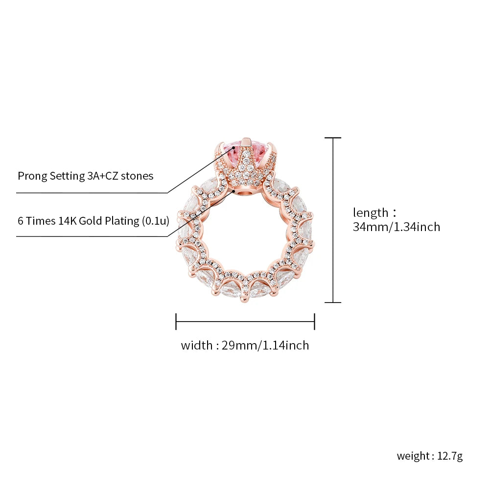 TOPGRILLZ NEW Iced Out Zircon Rings Personalised Fashion Rings For Women Gold Color High Quality AAA+ CZ Jewelry For Gift