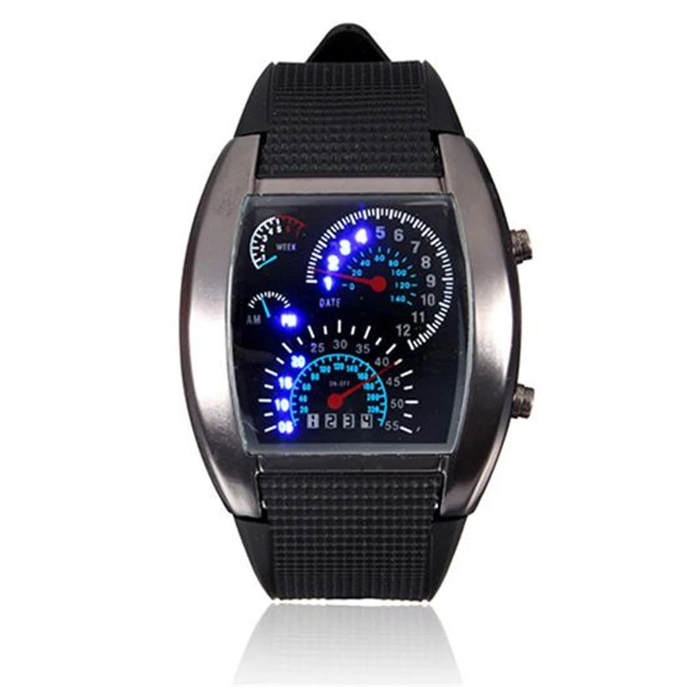 Fashion Men's Stainless Steel Luxury Sport Analog Quartz LED Wrist Watch Black Sport Watches Fashion Wristwatches For Men Gift