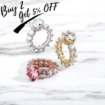 TOPGRILLZ NEW Iced Out Zircon Rings Personalised Fashion Rings For Women Gold Color High Quality AAA+ CZ Jewelry For Gift