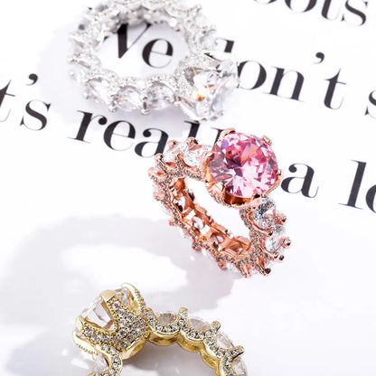 TOPGRILLZ NEW Iced Out Zircon Rings Personalised Fashion Rings For Women Gold Color High Quality AAA+ CZ Jewelry For Gift