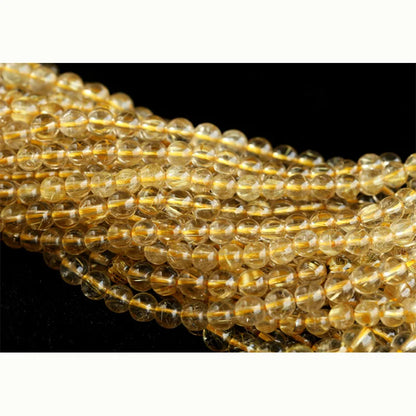 Wholesale Clear Natural Genuine Yellow Gold Hair Rutile Quartz Round Loose Stone Beads 3-18 DIY Necklaces or Bracelets 03809