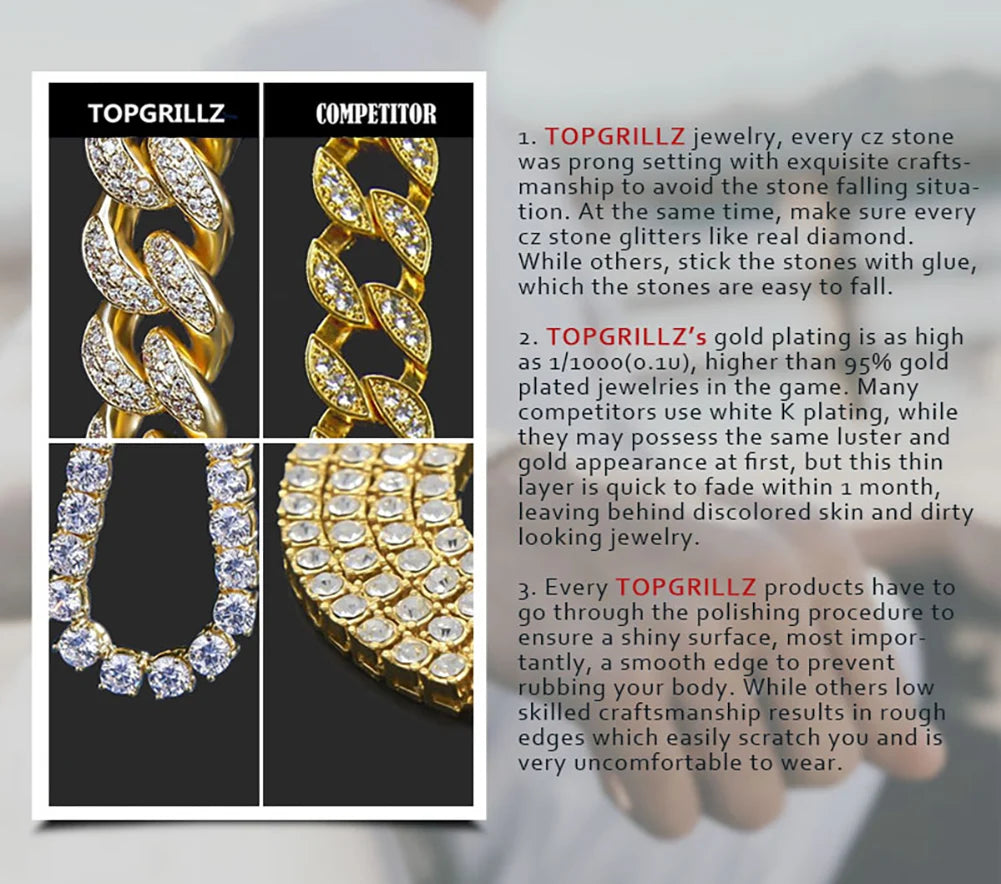 TOPGRILLZ NEW Iced Out Zircon Rings Personalised Fashion Rings For Women Gold Color High Quality AAA+ CZ Jewelry For Gift