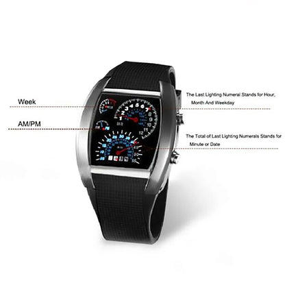 Fashion Men's Stainless Steel Luxury Sport Analog Quartz LED Wrist Watch Black Sport Watches Fashion Wristwatches For Men Gift
