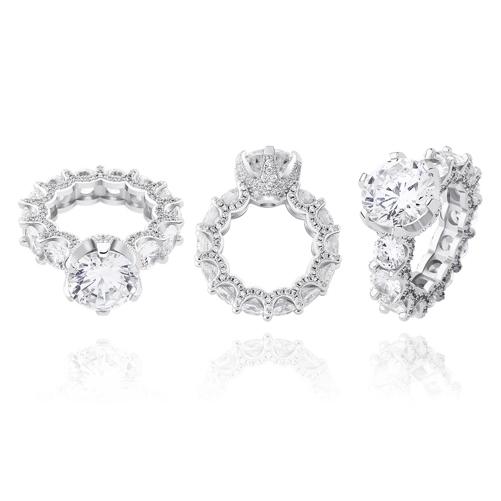 TOPGRILLZ NEW Iced Out Zircon Rings Personalised Fashion Rings For Women Gold Color High Quality AAA+ CZ Jewelry For Gift