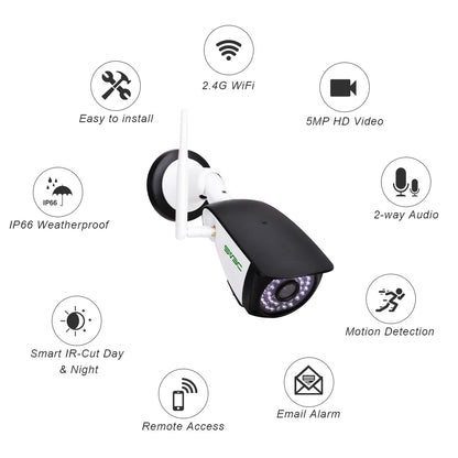 Wifi Wireless Security Camera Outdoor , SV3C 5MP Waterproof Surveillance Cameras ,Smart Home Security IP CCTV, CamHi,Onvif