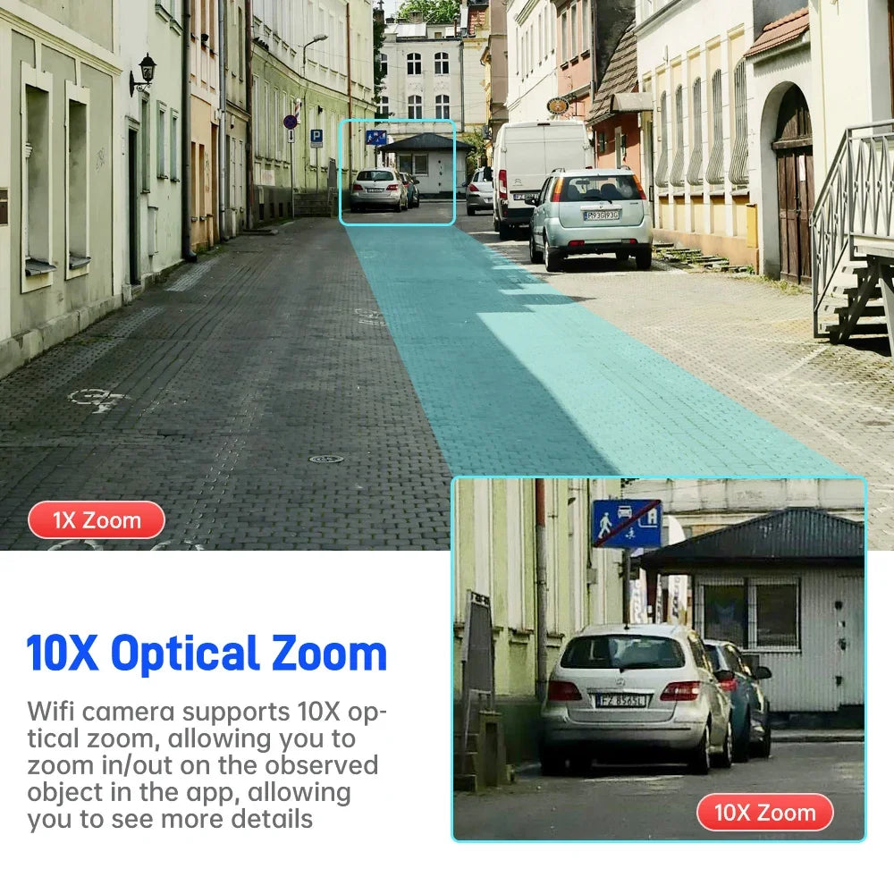 10K UHD WiFi6 Security Camera Outdoor Four Screen Surveillance Network Cam 10X Zoom PTZ 20MP Video Surveillance Smart Home
