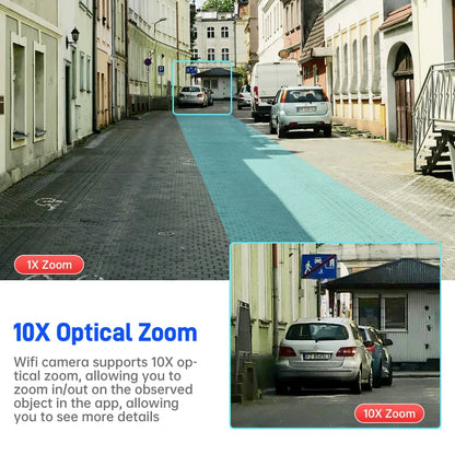 10K UHD WiFi6 Security Camera Outdoor Four Screen Surveillance Network Cam 10X Zoom PTZ 20MP Video Surveillance Smart Home