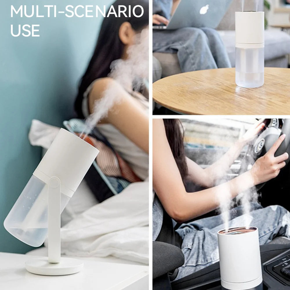 450ml Desktop Humidifier Mini Air Humidifier 360°Rotatable Dual-hole Spray Wireless Rechargeable Nano Atomization