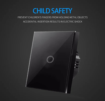 EU Touch Switch AC100-240V Led backlight Panel Tempered Crystal Glass wall Light sensory Switches 1/2/3 Gang Interruttore