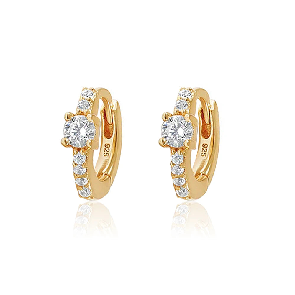 ROXI 925 Sterling Silver Classic Geometric Cubic Zirconia Earrings For Women Bride 18k Gold Plating Cartilage Ear Buckle Joias