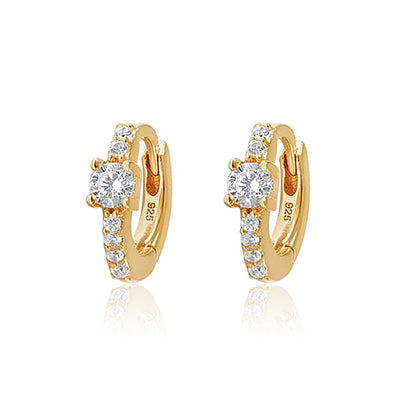 ROXI 925 Sterling Silver Classic Geometric Cubic Zirconia Earrings For Women Bride 18k Gold Plating Cartilage Ear Buckle Joias