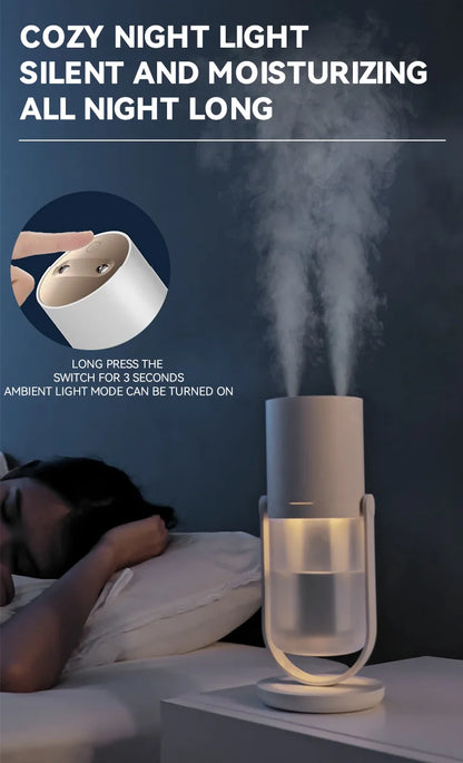 450ml Desktop Humidifier Mini Air Humidifier 360°Rotatable Dual-hole Spray Wireless Rechargeable Nano Atomization
