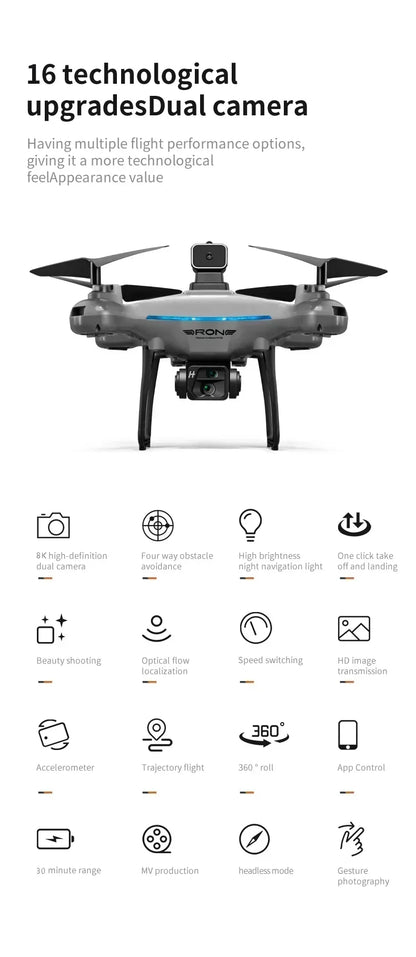 KY102 Drone 8K Professional Dual Camera Brushless Quadcopter Obstacle Avoidance Optical Flow Aerial Drone RC 10000M