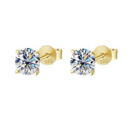 JOIAS HOME Silver 925 D Colorful Moissanite Three Claw Jewel Earrings For Women, Same Style Couple Valentine's Day Gift