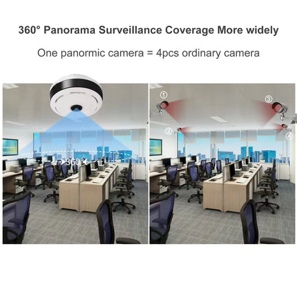 Wifi Security Camera 360 Degree Panoramic View CCTV Wireless Mini Fisheye Lens Two-Way Audio Surveillance V380 Pro APP