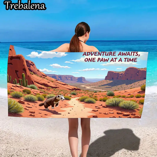 30*60inch Ultra-Soft Beach Towel with Desert Adventure Ferret Fun Beach Towel
