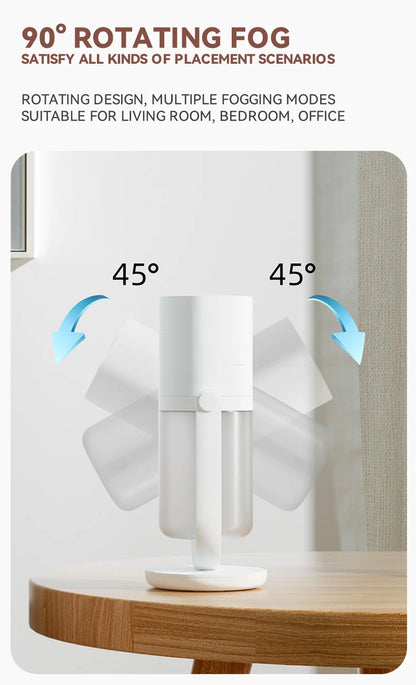 450ml Desktop Humidifier Mini Air Humidifier 360°Rotatable Dual-hole Spray Wireless Rechargeable Nano Atomization