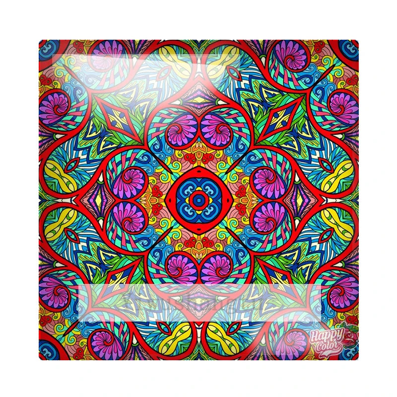 Colourful Fancy cloth mandala flower Art Painting 12mm/20mm/25mm/30mm Square photo glass cabochon demo flat back Making findings