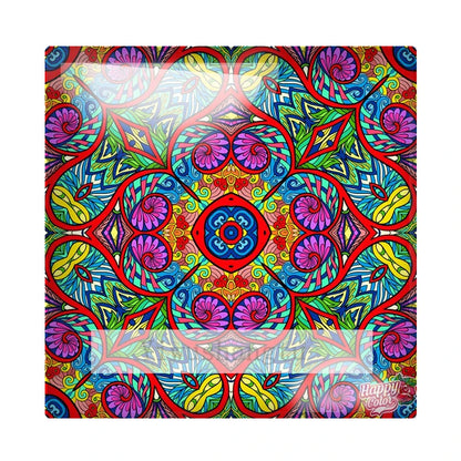 Colourful Fancy cloth mandala flower Art Painting 12mm/20mm/25mm/30mm Square photo glass cabochon demo flat back Making findings