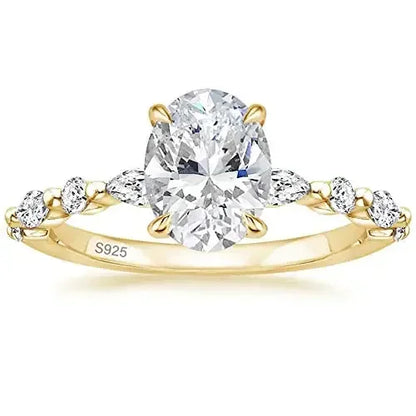 Trumium 925 Sterling Silver Luxury Ring Oval Cut Cubic Zirconia Engagement Rings  Promise Rings for Women Free Engraving
