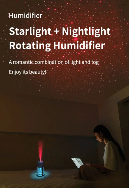 280ml Air Humidifier Desktop Humidifier with Projector & Light Adjustable Angle Cool Mist Humidifier Auto Off for Home Office