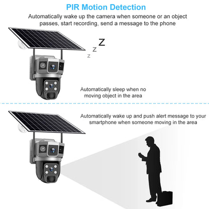 Wifi Solar Security Camera 360 PTZ Outdoor 12MP V380 Pro Cctv Dual Lens House Surveillance Cameras Smart Home Camarade Seguridad