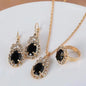 Necklace Earring Ring Three-piece Set For Women Water Drop Heart-shaped Rhinestone Set Fashion And Exquisite Bridal Accessories