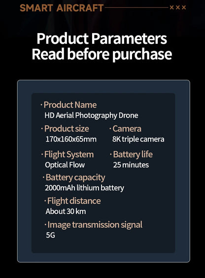 2024 New M5 Drone 8K Professional Triple Camera Brushless Motor Optical Flow Positioning Foldable Quadcopter RC Dron Toys Gifts