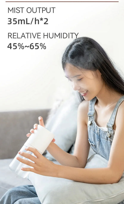 450ml Desktop Humidifier Mini Air Humidifier 360°Rotatable Dual-hole Spray Wireless Rechargeable Nano Atomization