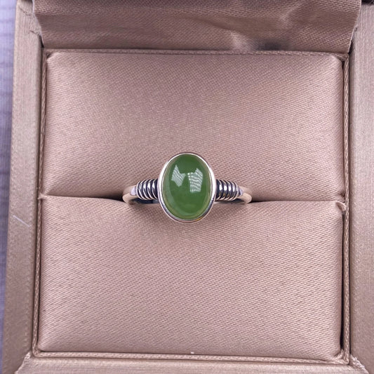 HOYON and Tian Jasper Ring s925 Sterling Silver Inlaid Jade Wedding Jewelry Fashion Simple Versatile Retro Women's Accessories
