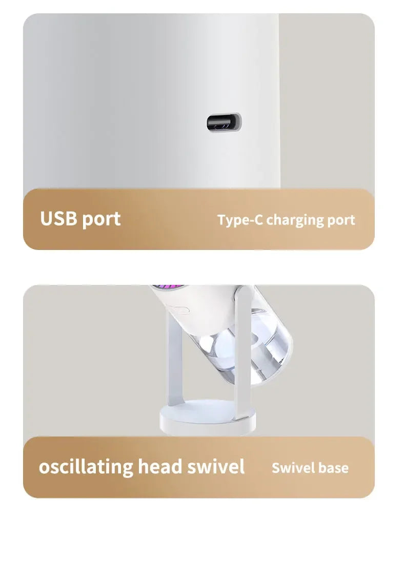 280ml Air Humidifier Desktop Humidifier with Projector & Light Adjustable Angle Cool Mist Humidifier Auto Off for Home Office