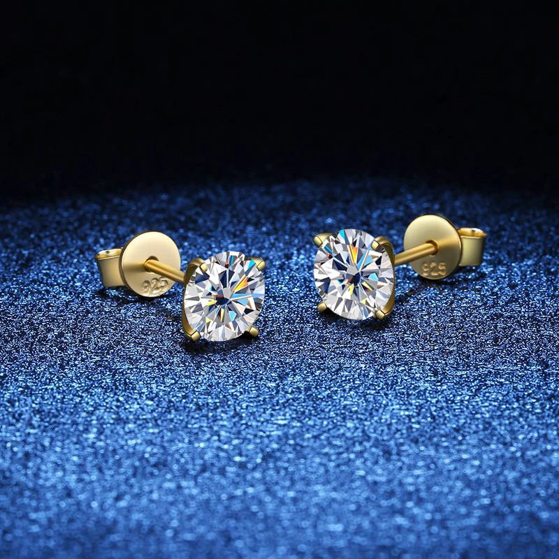 JOIAS HOME Silver 925 D Colorful Moissanite Three Claw Jewel Earrings For Women, Same Style Couple Valentine's Day Gift