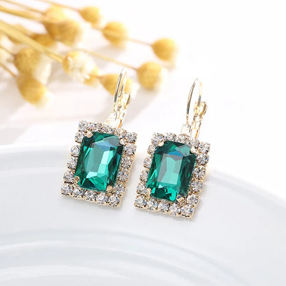 2022 New Crystal Jewelry Wedding Jewelry Set Black Zircon Dangle Earrings And Necklace Ring 3 Piece Set Women Trendy Accessories